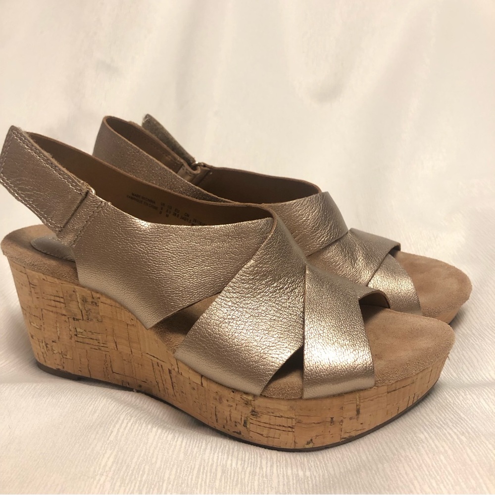 Clarks Gold Wedges